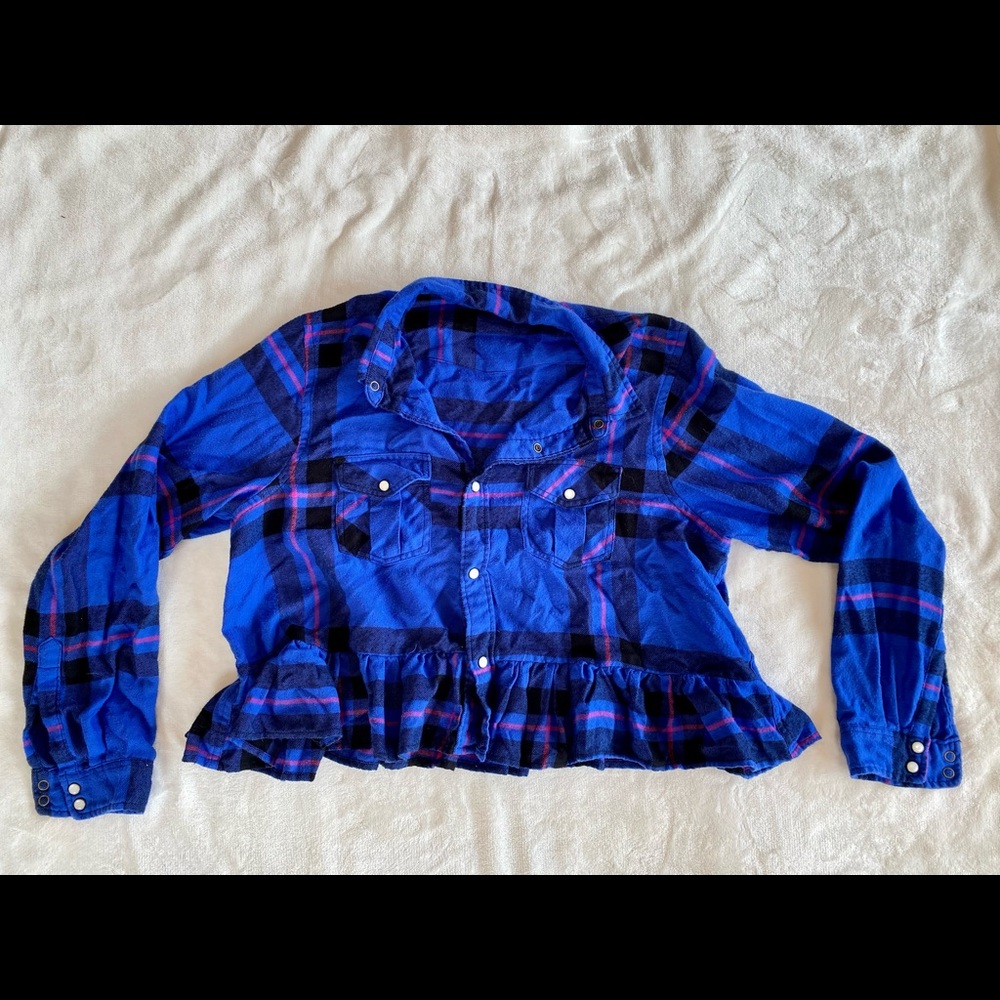 Urban Outfitters Oversized Blue Plaid Long Sleeve